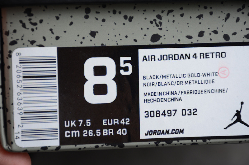 Air Jordan 4 “Royalty”  Black/Metallic Gold-White 308497-032
