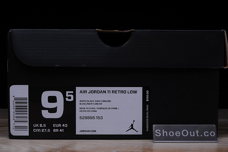 AIR JORDAN 11 RETRO LOW "CONCORD" BLACK/ WHITE  mens 528895-153