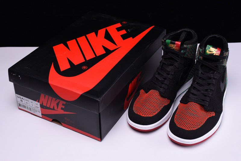 AIR JORDAN 1 RETRO HIGH FLYKNIT “BHM” Black/Lucid Green mens AA2426-026