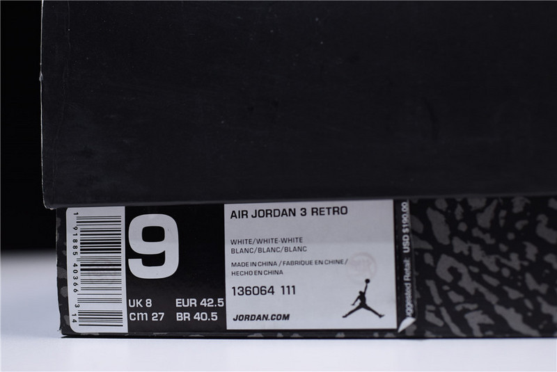 Air Jordan 3 Retro Triple White 136064-111