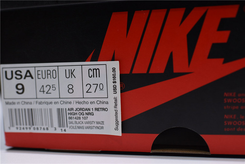 Air Jordan 1 Retro High OG NRG “Not For Resale” Varsity Maize 862428-107
